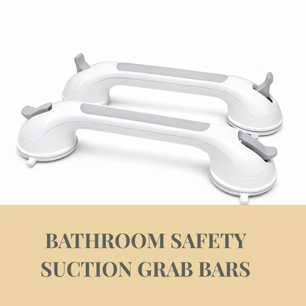 Bathroom Safety Suction Grab Bars Set of 2 Non-Slip Shower Tub Assist Handle